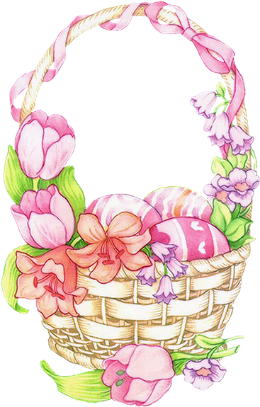 Cestas De Páscoa - Easter Basket Pink Clipart (396x594)