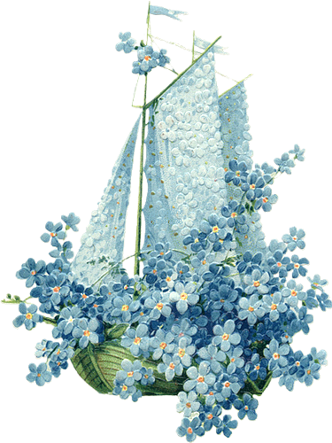 Vintage Forget Me Nots - Niezapominajka Gif (375x500)