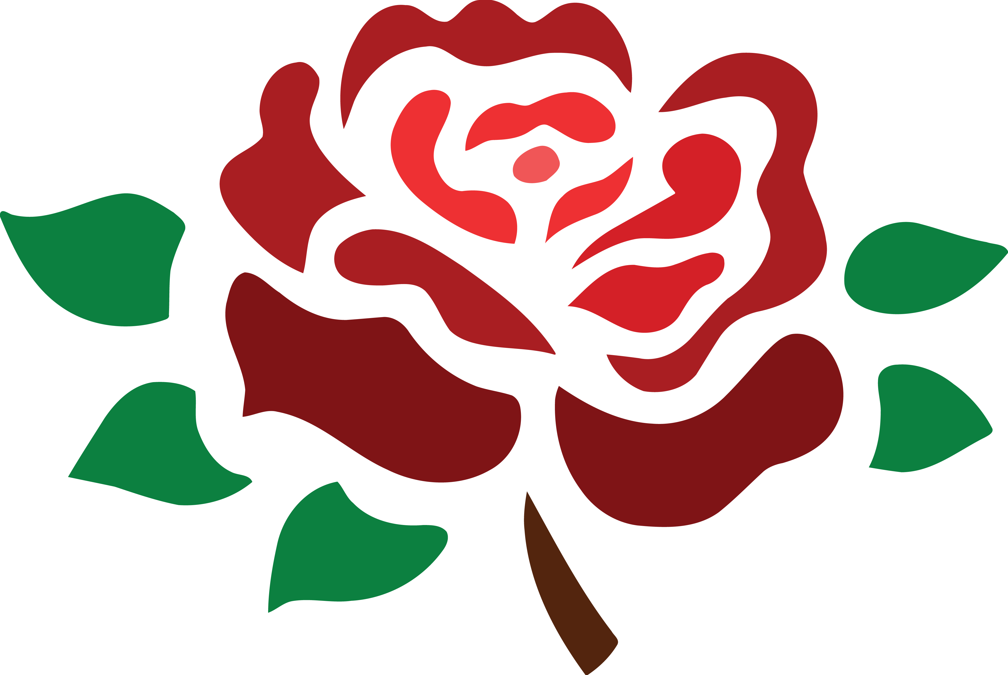 Free Clipart Of A Fully Bloomed Red Rose - Stylised Rose (4000x2678)