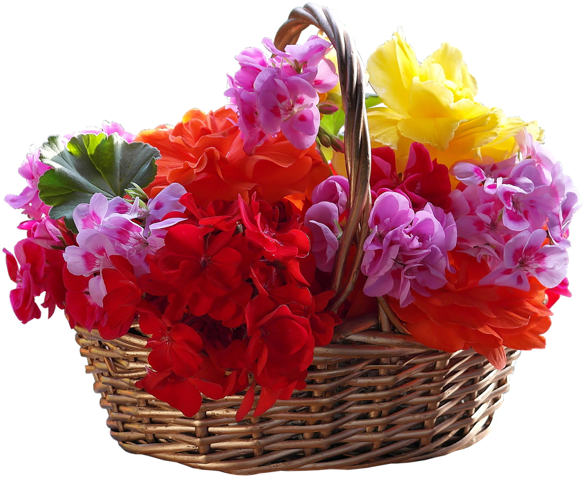 Basket, Bouquet, Flower, Easter, Ornament, Petal - Bouquet Flower In A Basket (877x720)