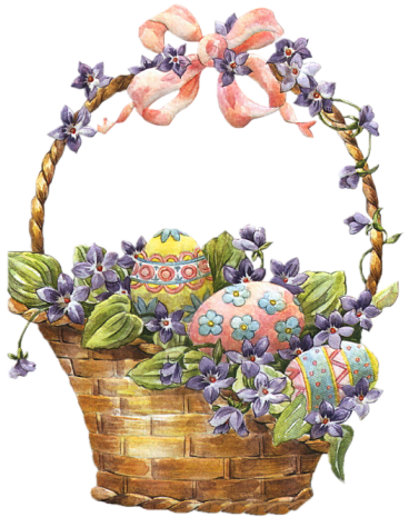 Easter Basket With Eggs Clipart - Vrolijk Pasen In Het Spaans (438x528)