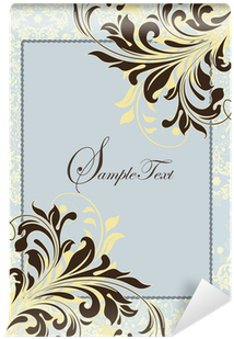 Blue Vintage Invitation Card With Floral Background - Blue (400x400)