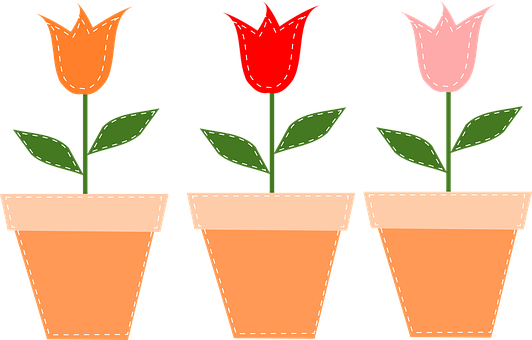 Flower Pots Pots Tulips Flowers Pot Tulip - Mothers Day Banner Png (532x340)