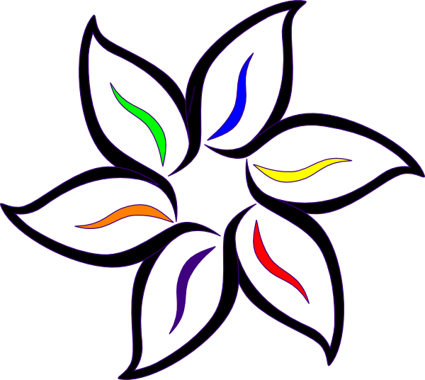Multi-color Flower Clip Art At - Flowers To Color (600x536)