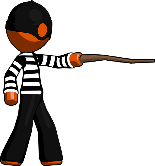 Orange Thief Man Pointing With Hiking Stick - Orange Thief Man Pointing With Hiking Stick (514x550)