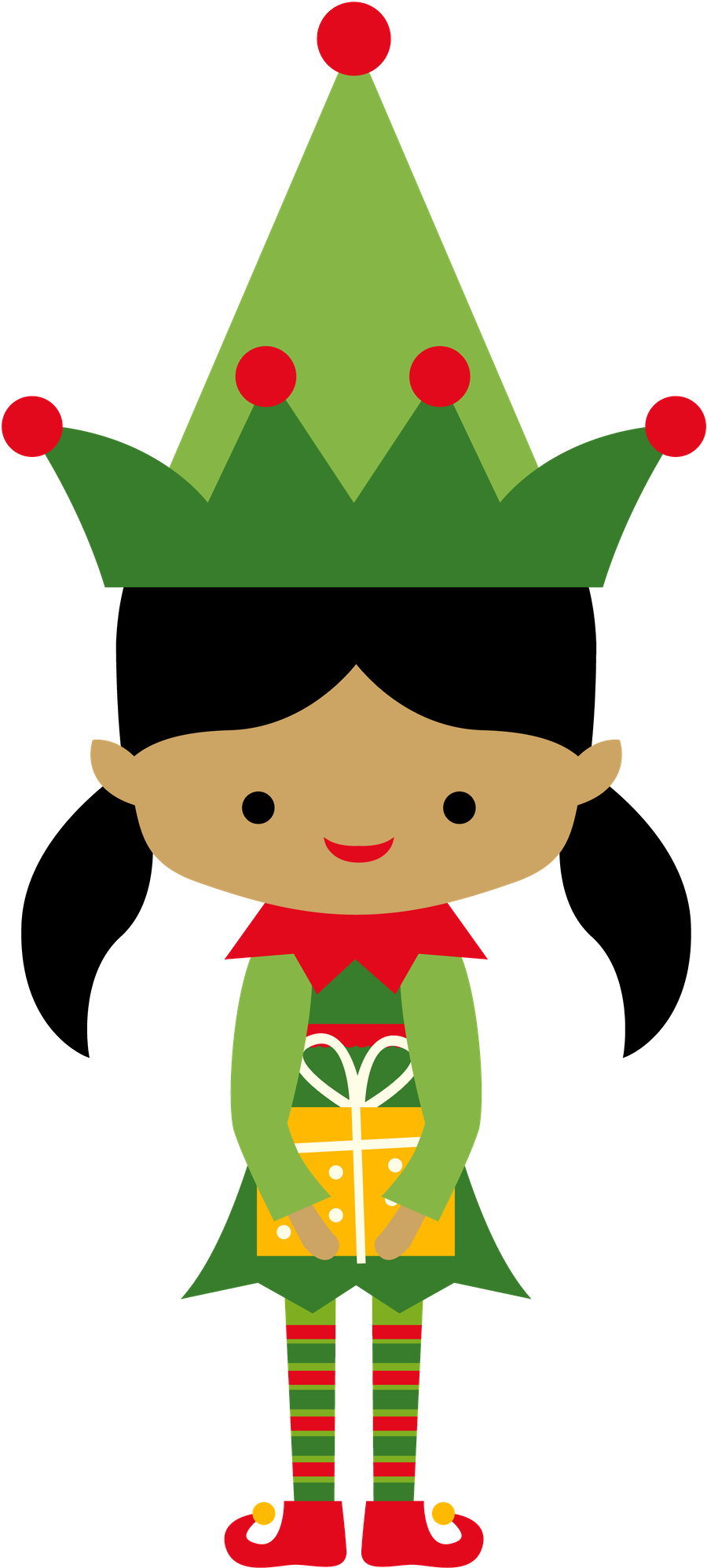 Christmas Girl Elf Clip Art - Christmas Girl Elves Clipart (900x1997)