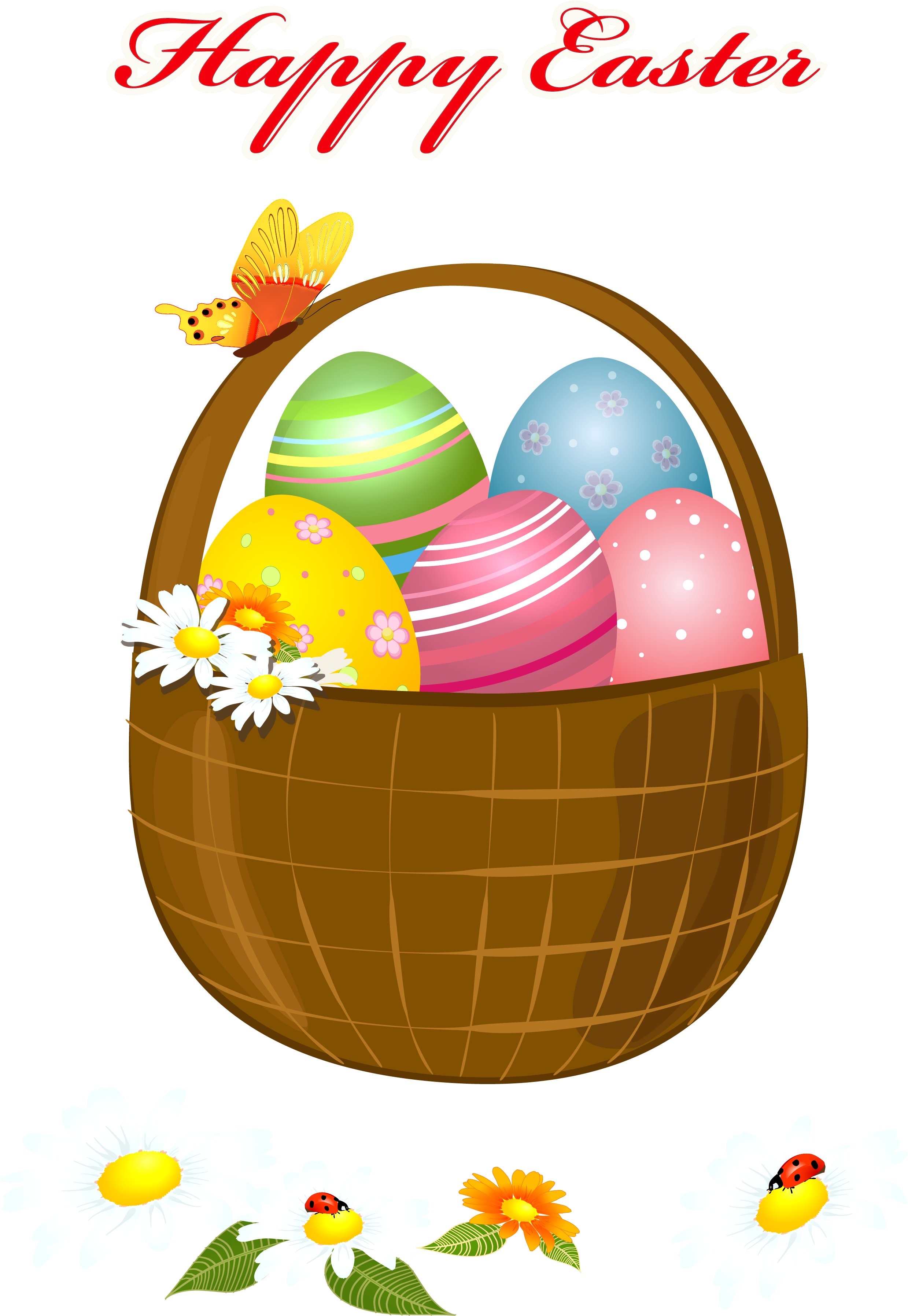 Basket Clipart Happy Easter - Easter Basket Clip Art Free (2591x3783)