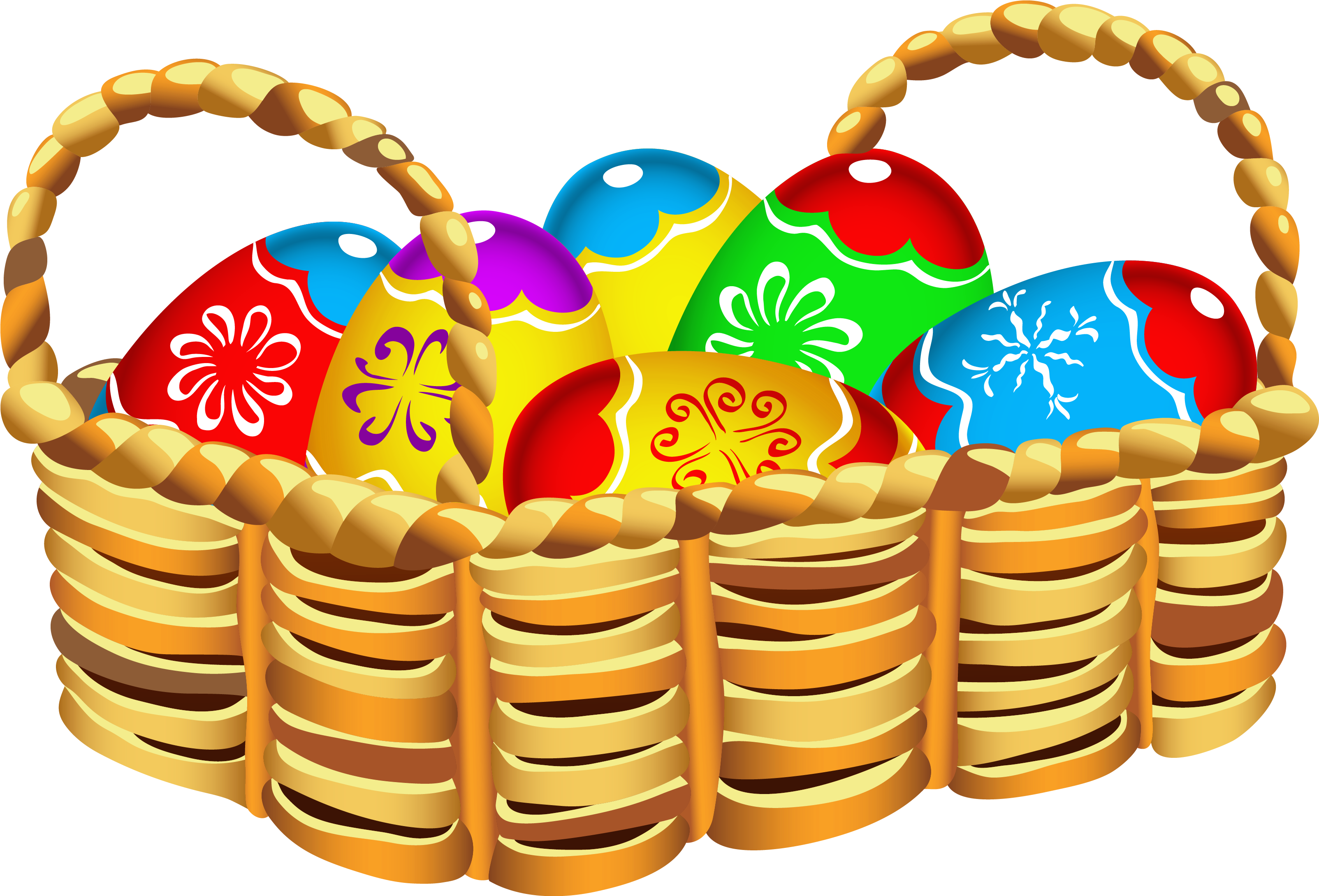 Images For > Clipart Easter Basket - Easter Egg Basket Clipart (3286x2290)