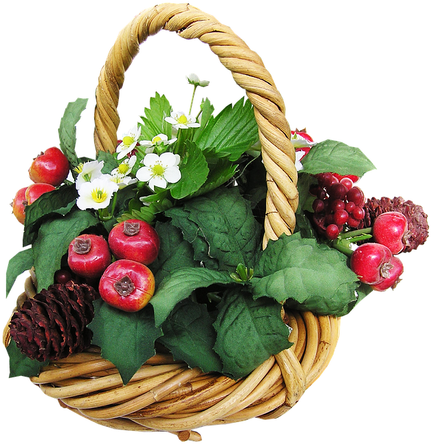 Vintage Easter Baskets 23, - Winter Baskets Clipart With Transparent Backgrounds (668x720)