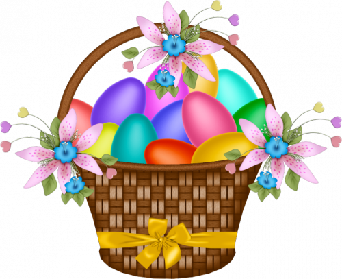 Easter Eggs In An Easter Basket Clip Art - Transparent Png Transparent Easter Basket (500x407)