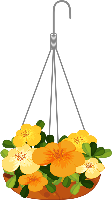 Hanging Flower 1png - Clipart Hanging Baskets Flowers (468x800)