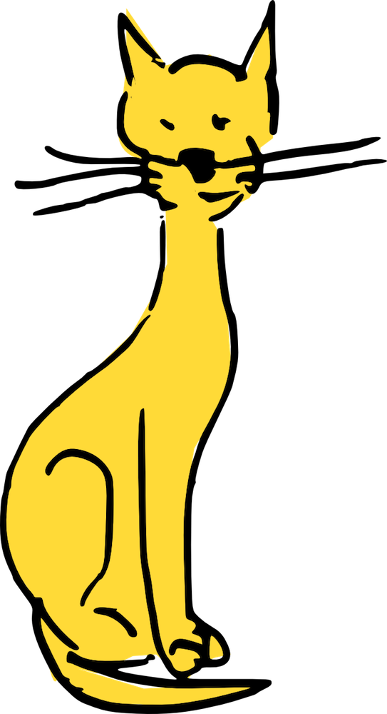 Free Digital Cat Doodles Cat Doodle Scrapbooking Embellishment - Yellow Cat Clipart (543x1000)
