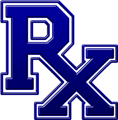 Blue Rx Symbol Collegiate Clipart Image - Black Varsity Letter R (512x512)