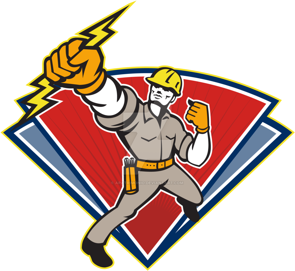More From My Site - Electrician Wielding Lightning Bolt Circle Retro Card (1024x1024)