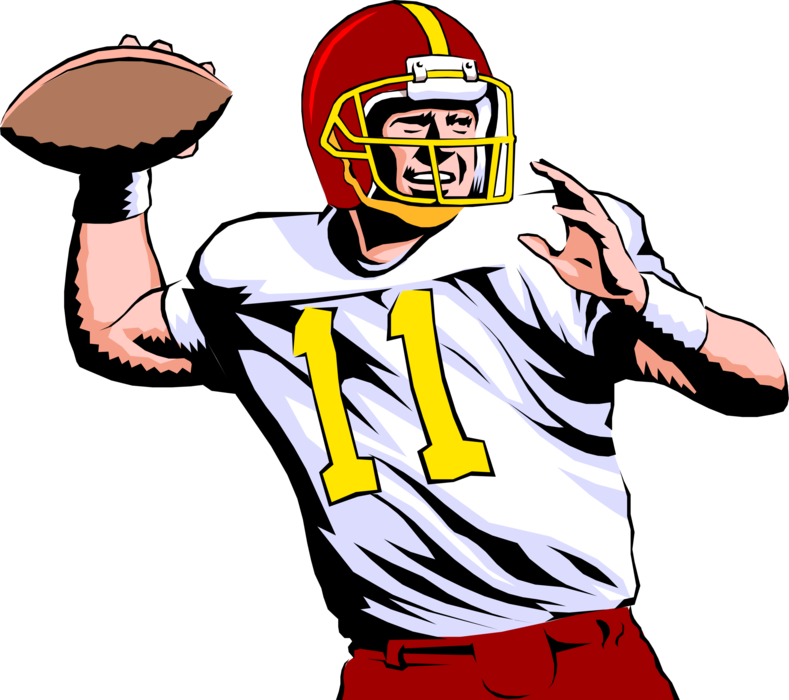 Quarterback Throws Pass In Football Game - Playing American Football Clipart (789x700)