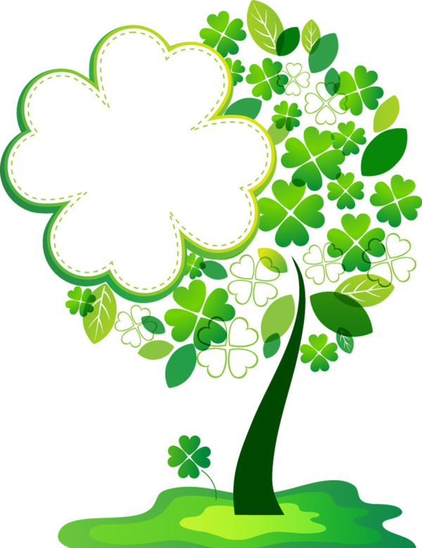 Luky Four Leaf Clover Tree - T Shirt Painting On White (600x779)