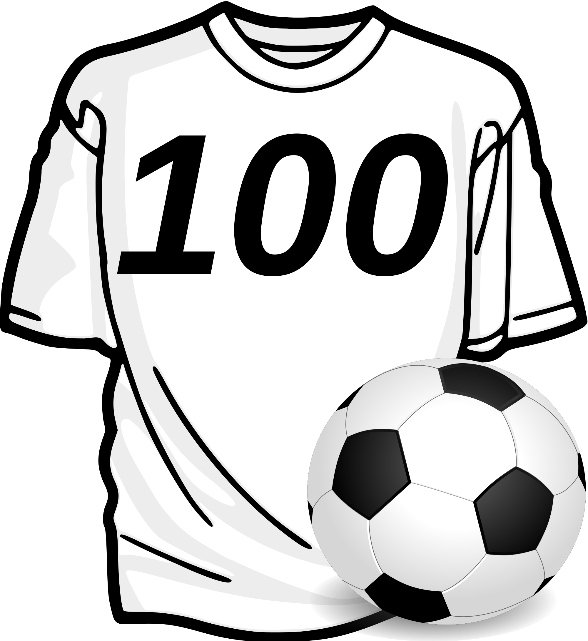 Football Players 100 Match - Cloth Black And White (2000x2181)