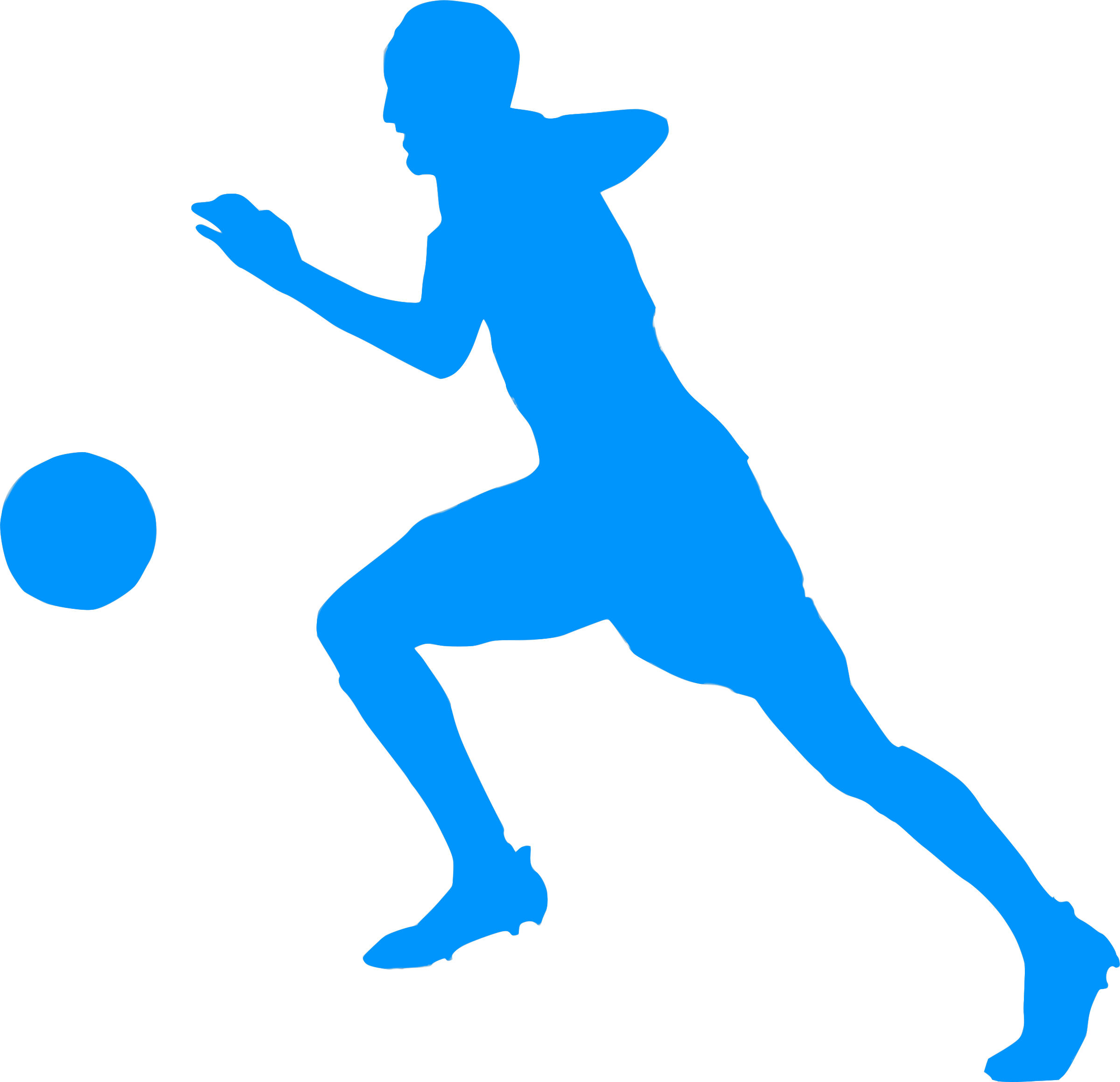 Silhouette Football 03 - Blue Football Player Icon Png (2400x2319)