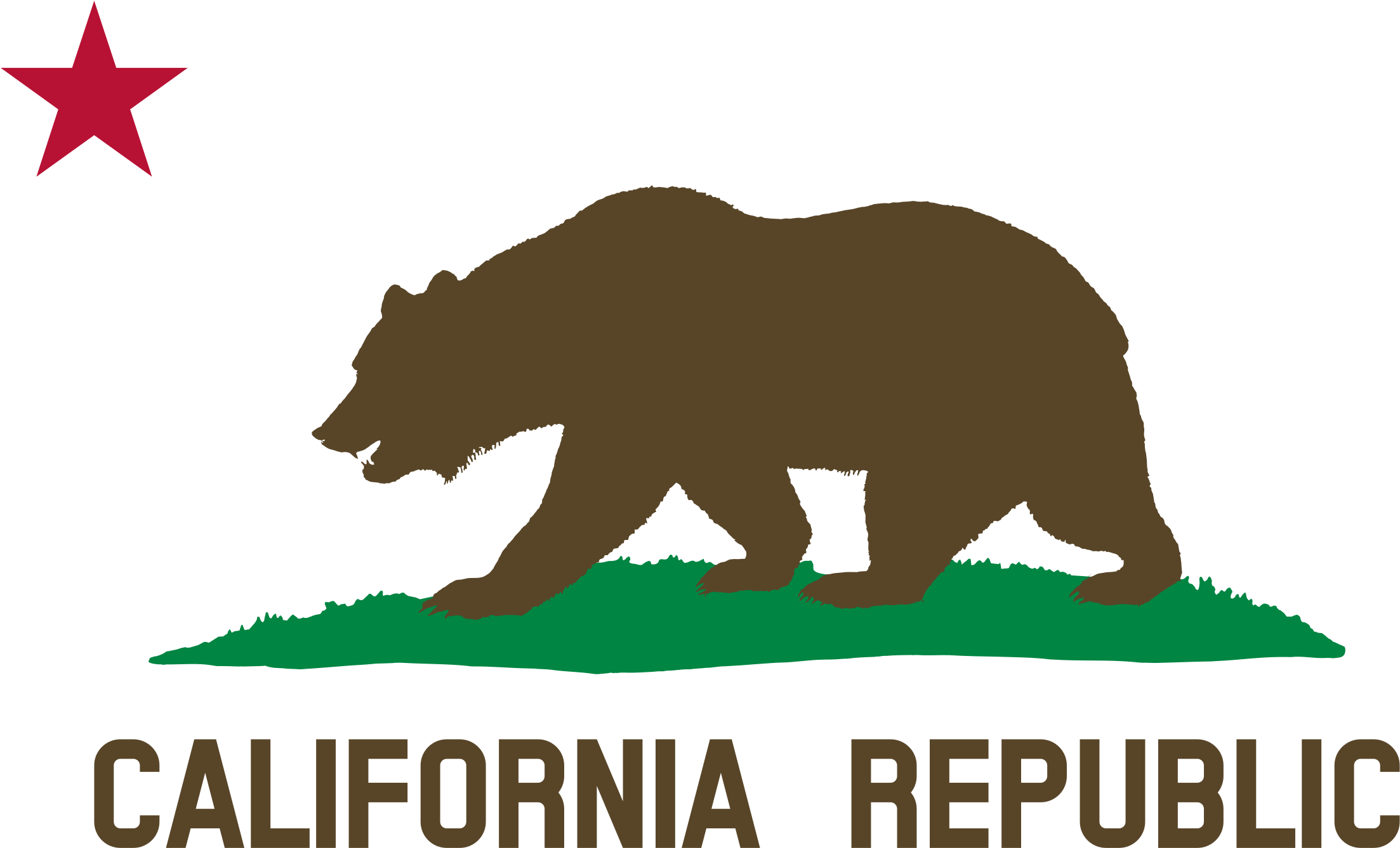 California Bear Clipart Quail Silhouette - California Flag (2400x1371)