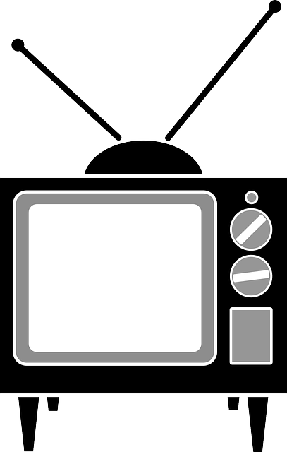 Tv With Rabbit Ears - Television Vector (407x640)