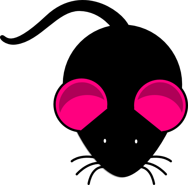 Black Mouse Pink Ears Clip Art At Clker - Clip Art (600x590)