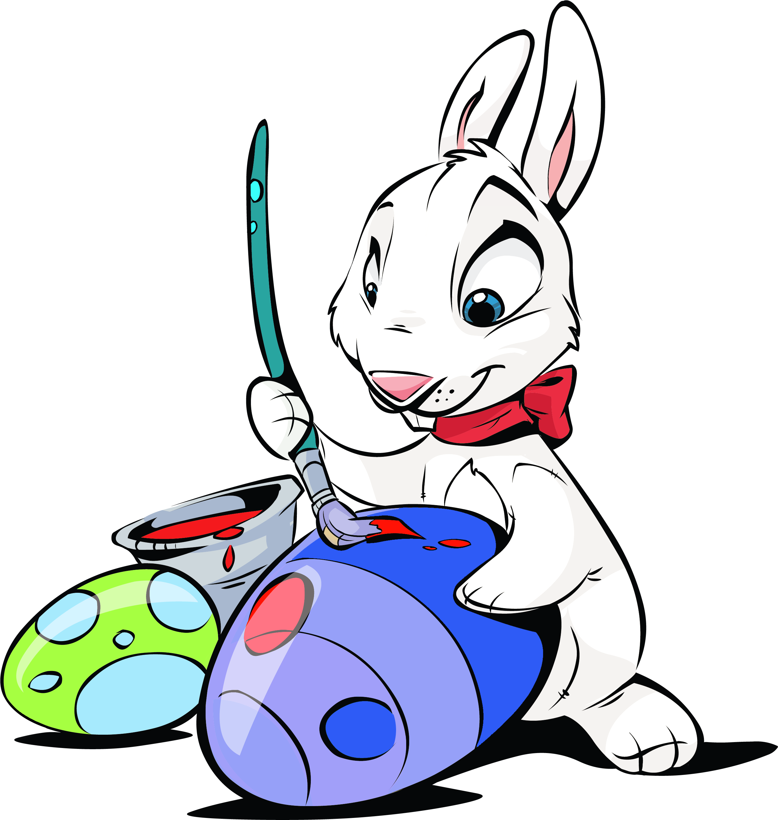 Rabbit Clipart Paint - Easter Bunny Painting Eggs (2753x2911)