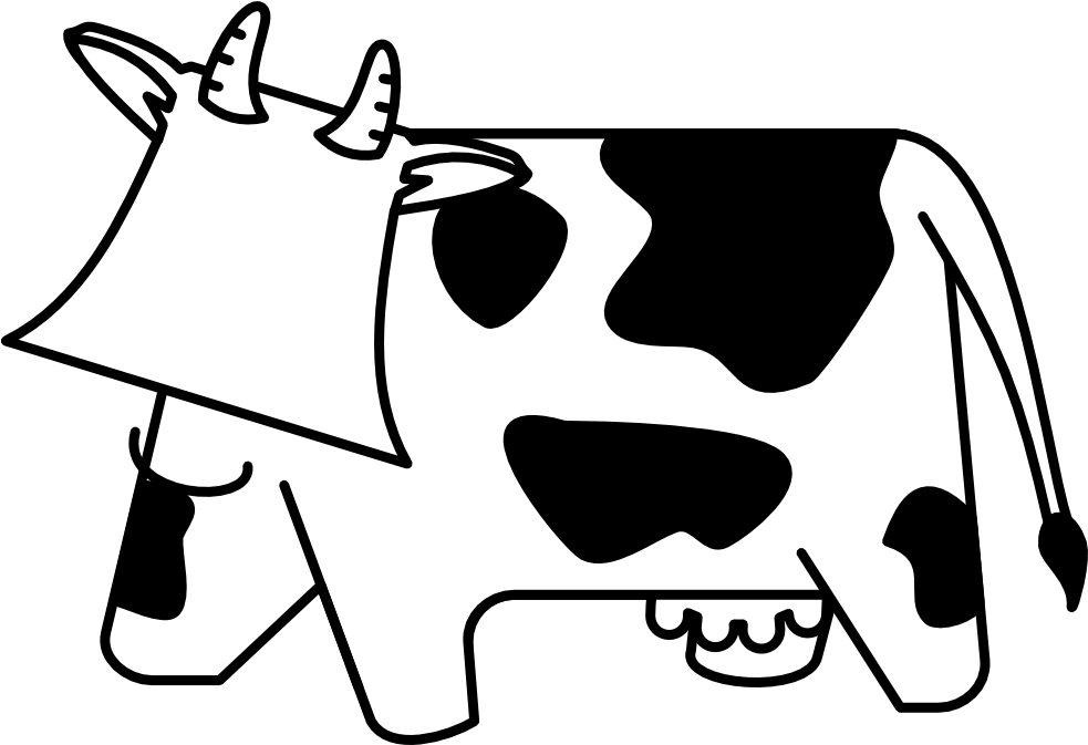 Cow Black White Line Art Hunky Dory Svg Colouringbook - Cow Cartoon (999x672)