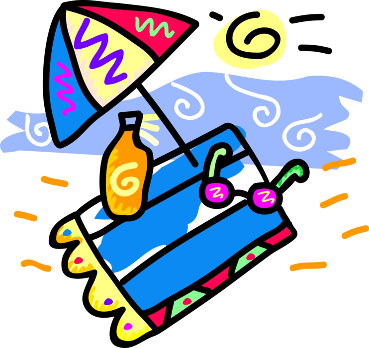 Beach Scene Royalty Free Vector Clip Art Illustration - Beach Scene Royalty Free Vector Clip Art Illustration (742x700)