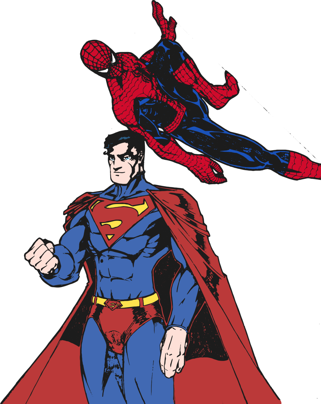 Superman And Spider-man By Edcom02 - Spider Man And Super Man (1024x1289)