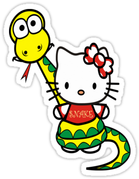 Hello Kitty And Snake - Cartoon (375x360)