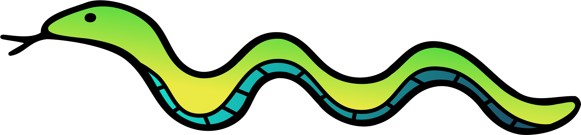 Garter Snake Clipart Vector Png - Transparent Background Snake Clipart (2400x595)