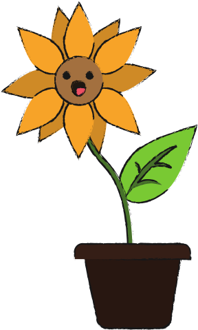 Sunflower In Vase Kawaii Cartoon - Vector Graphics (550x550)