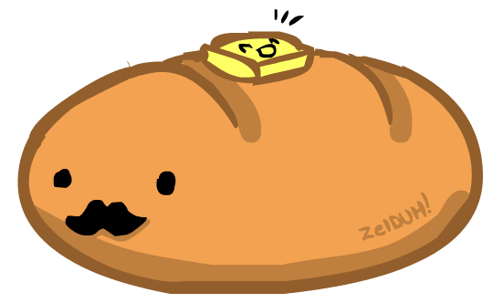 Bigger Ver Kawaii Chibi Stash Bread By Zel Duh - Bread Kawaii Png (551x332)