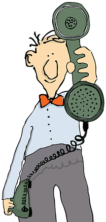 Funny Cartoon Guy With Phone - Mobile Phone (415x464)