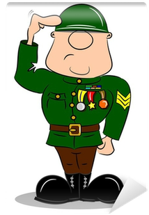 A Saluting Cartoon Soldier In Army Uniform With Medals - Cartoon Army Soldier (400x400)