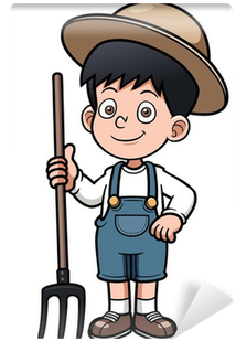 Vector Illustration Of Cartoon Little Farmer Wall Mural - Farmer Boy Cartoon (400x400)