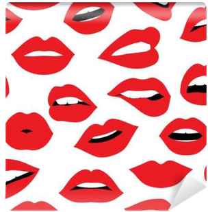 Fotomural Mujer Beso Del Lápiz Labial De Color Rojo - Lips Pattern Background (400x400)