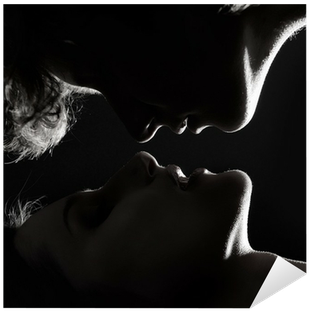 Vinilo Pixerstick Pareja Pasión Atractiva, Joven Hermosa - Sexy Couple Kissing Profile (400x400)