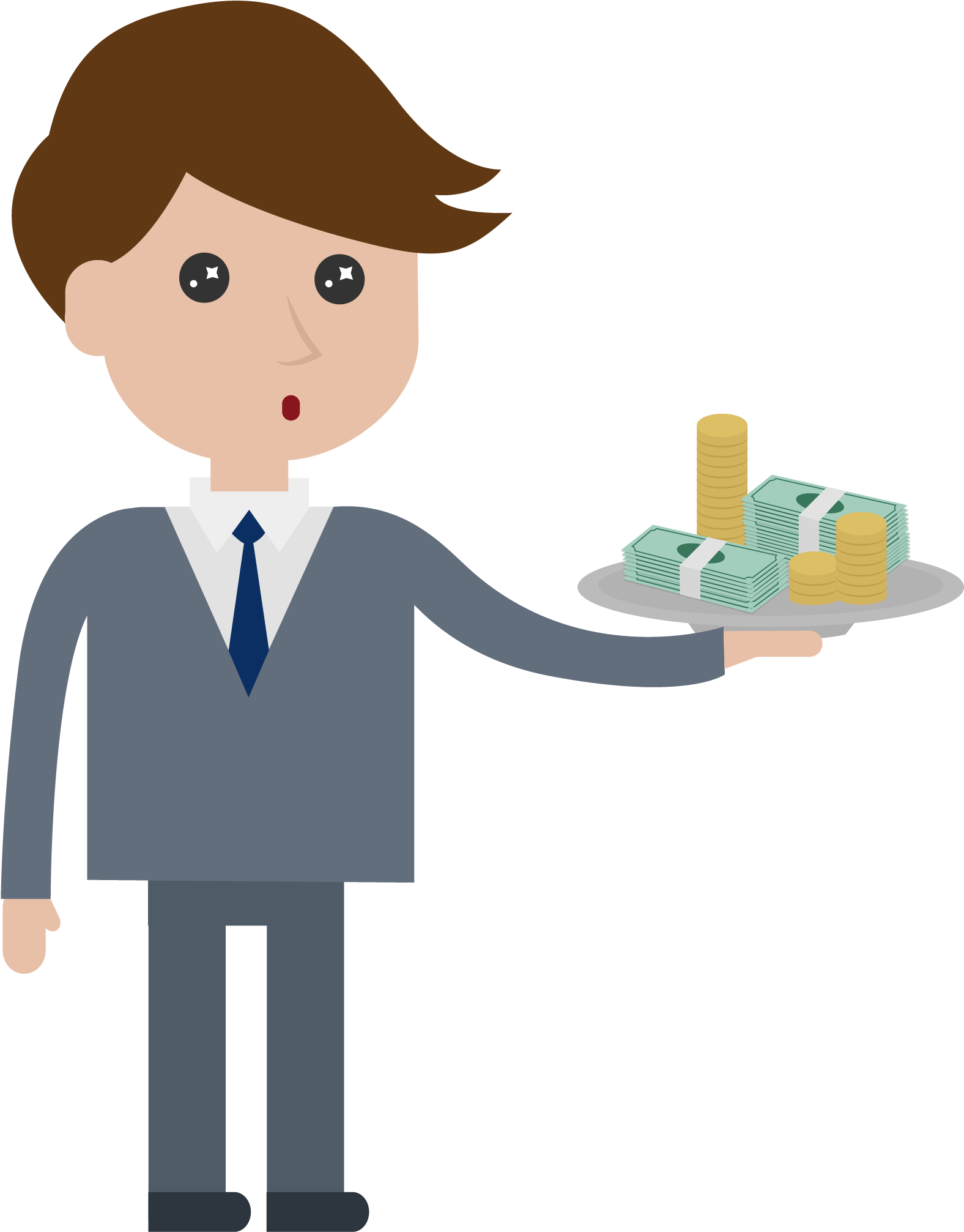 Vector Color Cartoon Man Holding The Dollar - Vector Color Cartoon Man Holding The Dollar (2529x2796)