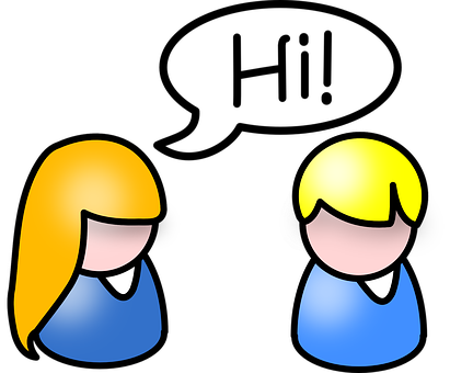 Boy Girl Friends Hello Greetings Friends F - Hi Clipart (411x340)