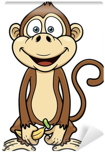 Vector Illustration Of Cartoon Monkey With Banana Wall - Monkey With Banana Cartoon (400x400)