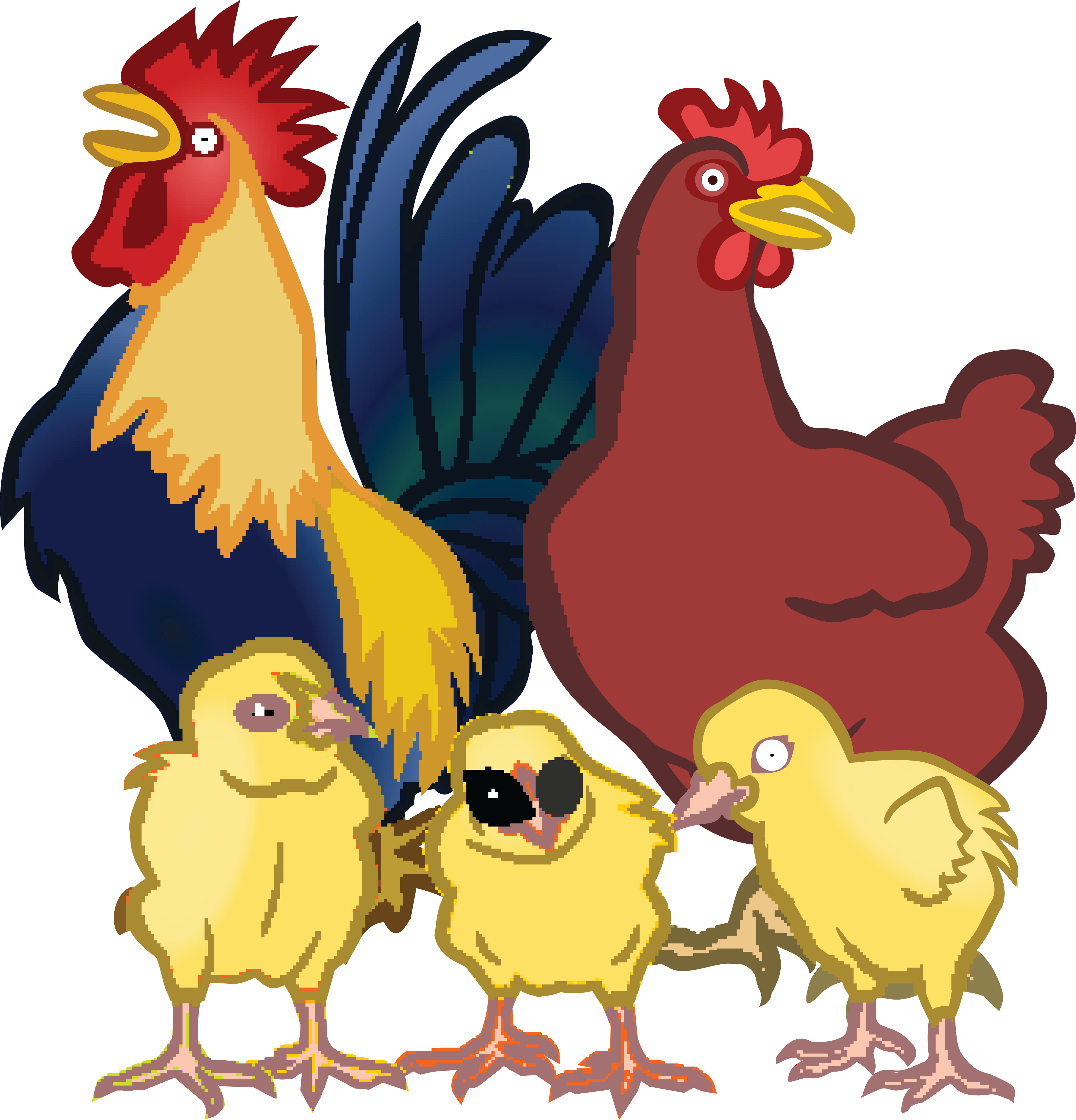 Free Clipart Of A Chicken Family - Chickens Clipart (4000x4166)