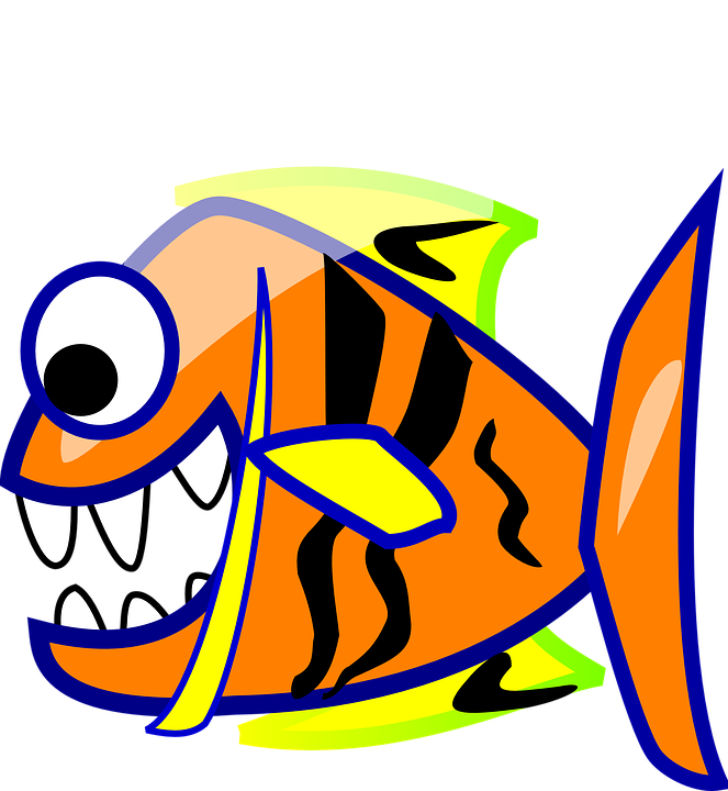 Girl Fishing Cliparts 8, - Cartoon Piranhas Transparent (663x720)