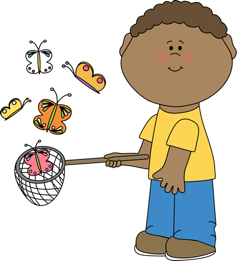 Boy Catching Butterflies - My Book Of Flowers: In English, Spanish, (469x517)