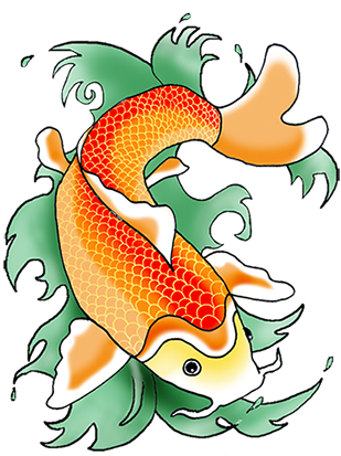 Clipart Of Koi Fish Drawing Pencil And In Color - Koi Fish Clipart (309x413)