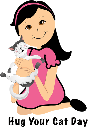 Hug Your Cat Clipart - Hug Your Cat Day Clipart (473x600)