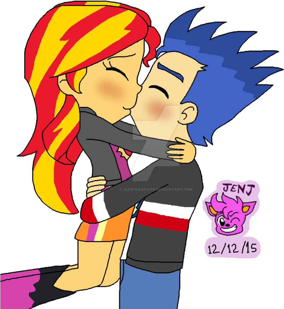 The Best Of Lovers Are The Best Of Friends By Resotii - Sunset Shimmer Y Flash Sentry Kiss (1024x1085)