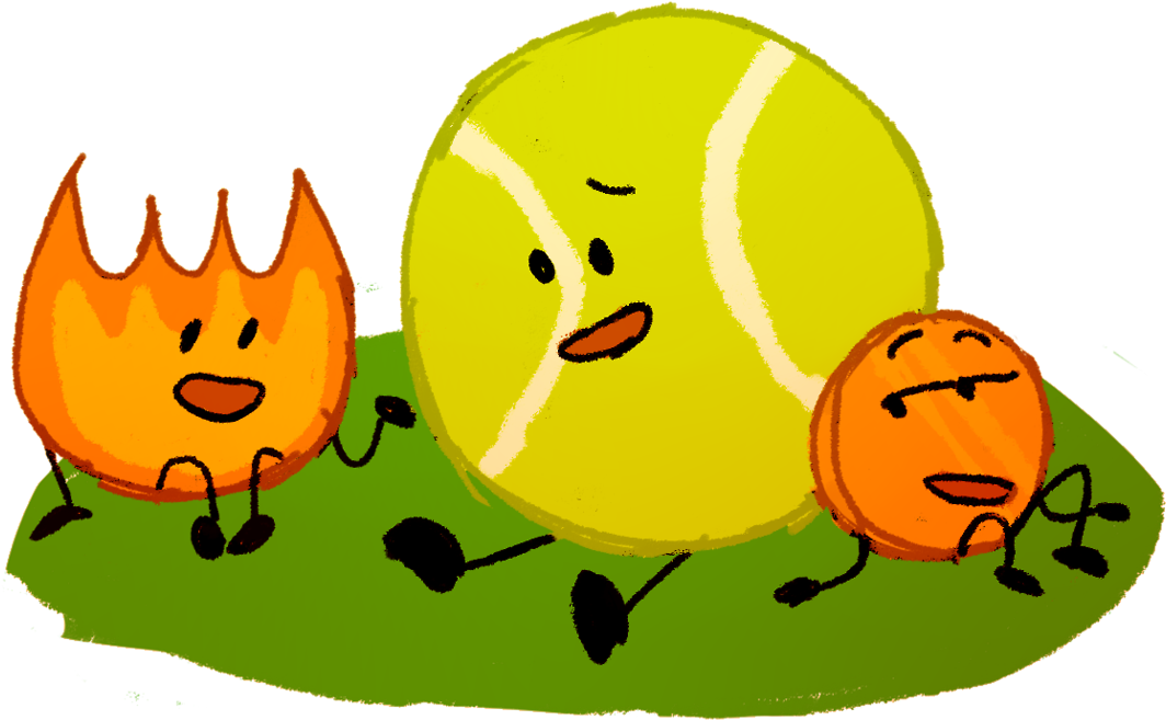 Smallsart Bfdi Bfdi Firey Bfdi Coiny Bfdi Tennis Ball - Cartoon (1280x837)