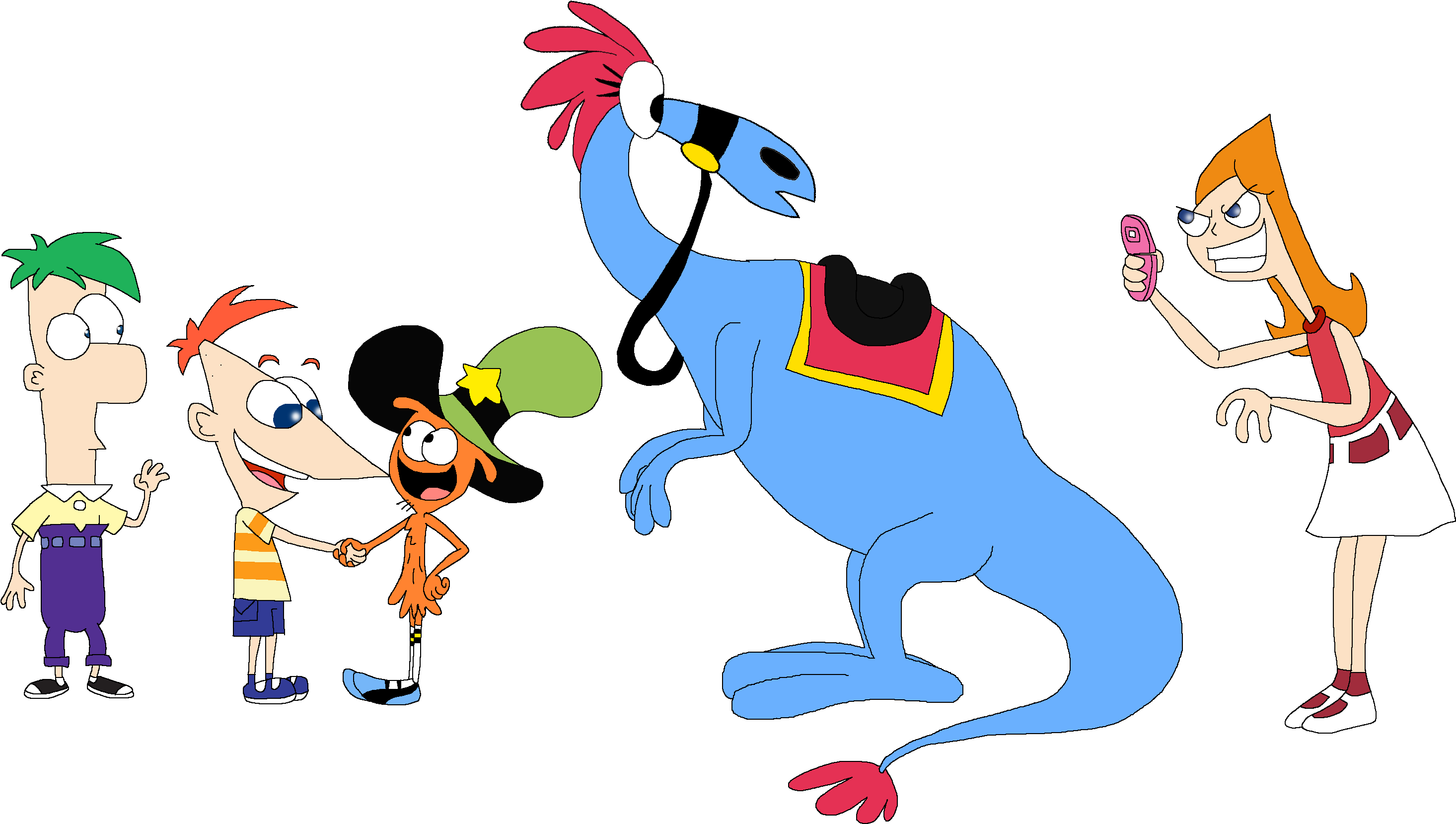 Wander Finds Two New Friends By Artist-srf - Wander Over Yonder Phineas And Ferb (3043x1749)