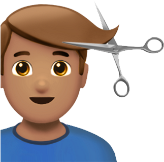 Check - Boy Haircut Emoji Png (362x335)